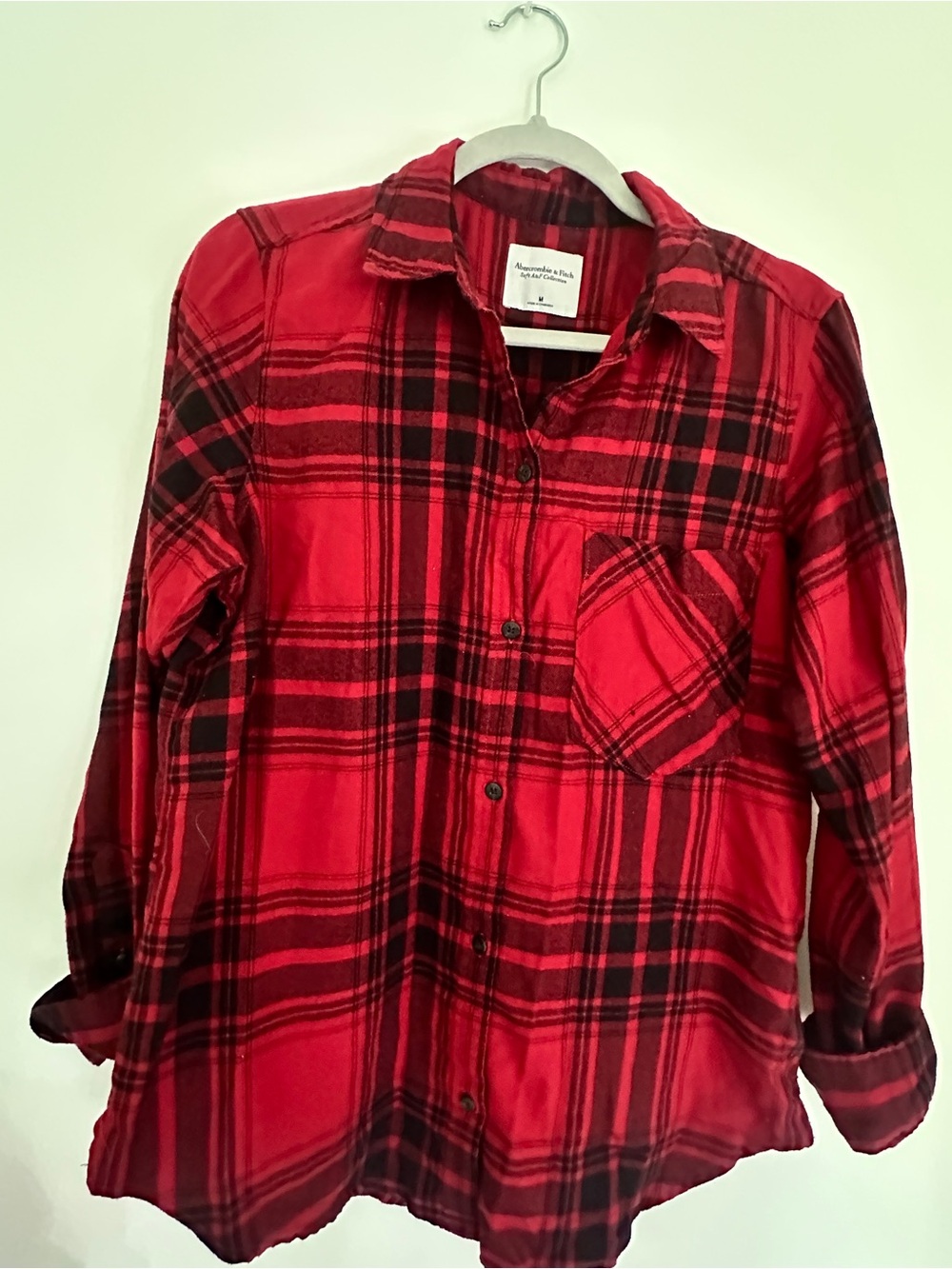 Abercrombie and Fitch A&F Soft Black Plaid Button-Up Flannel Shirt M